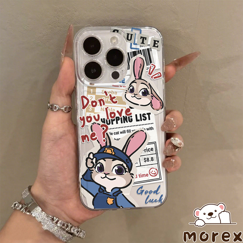 สำหรับIPhone 16 17 15 13 11 air 12 14 Pro Max X XR XS Max 14 7 16 15 8 Plus SE กระดาษดูเดิลน่ารักนิคจูดี้คู่ตัวเรือนใส - รูปที่ 5