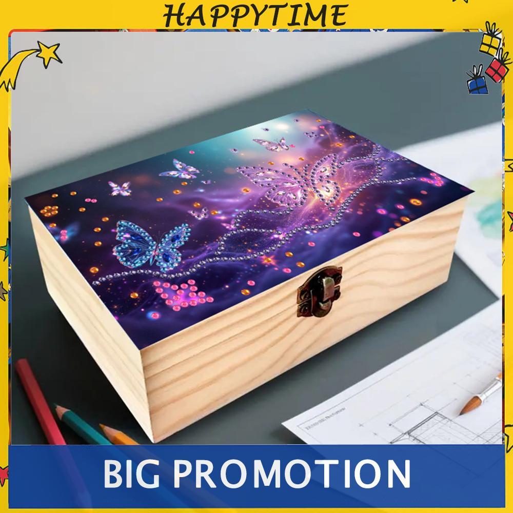 DIY Diamond Art กล่องเก็บไม้พร้อมล็อค Clasp Diamond Art Storage Case Desk Organizer ของขวัญสําหรับวั