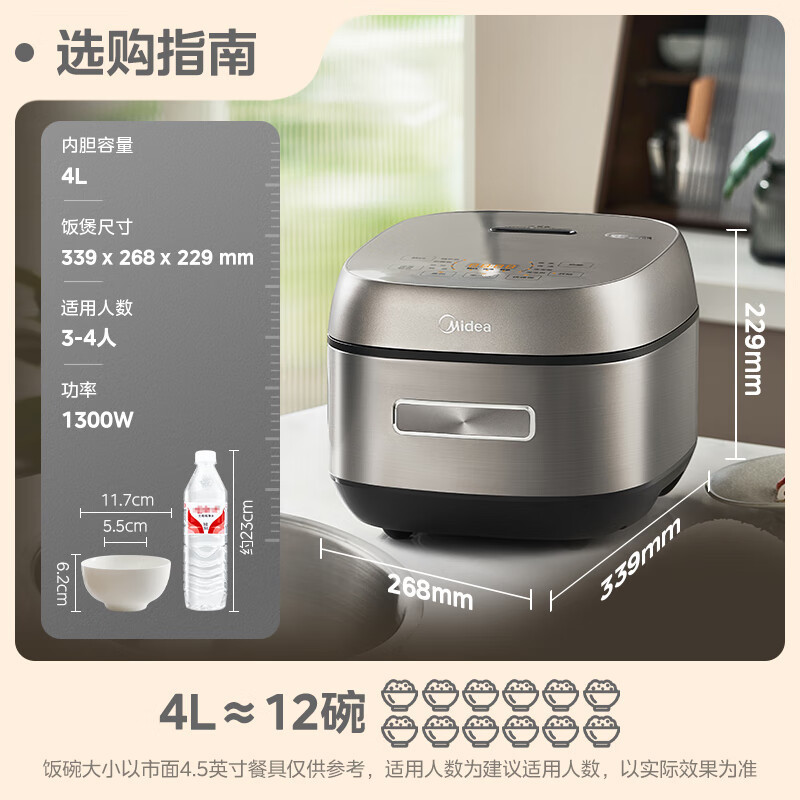 Midea/สวย MBCFB4065S หม้อหุงข้าวที่บ้าน0หม้อหุงข้าวเคลือบ316L หม้อหุงข้าวสแตนเลส