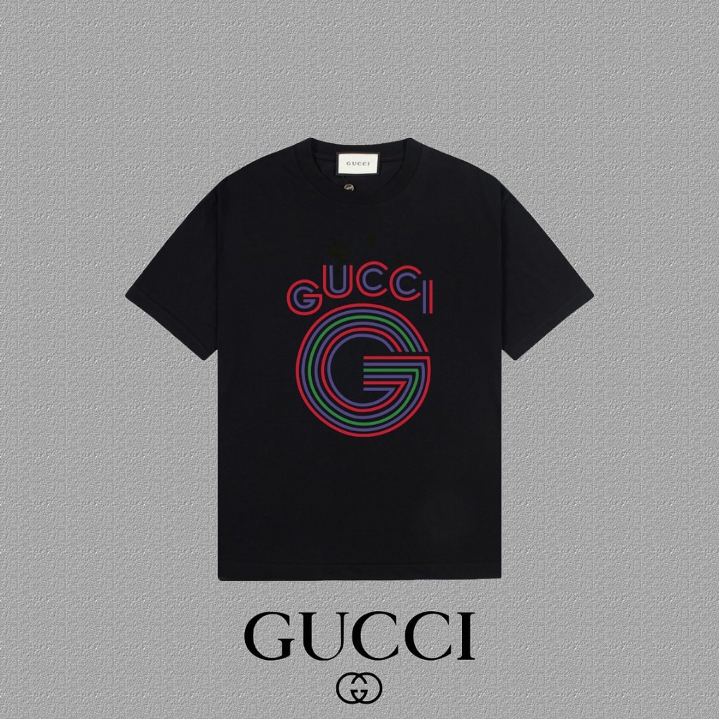 GUCCI/GUCCI 2026 Early Spring เสื้อยืดแขนสั้นสไตล์ใหม่ผู้ชายผู้หญิงคู่สไตล์ Slim-fit Slimmer ดูรอบคอ