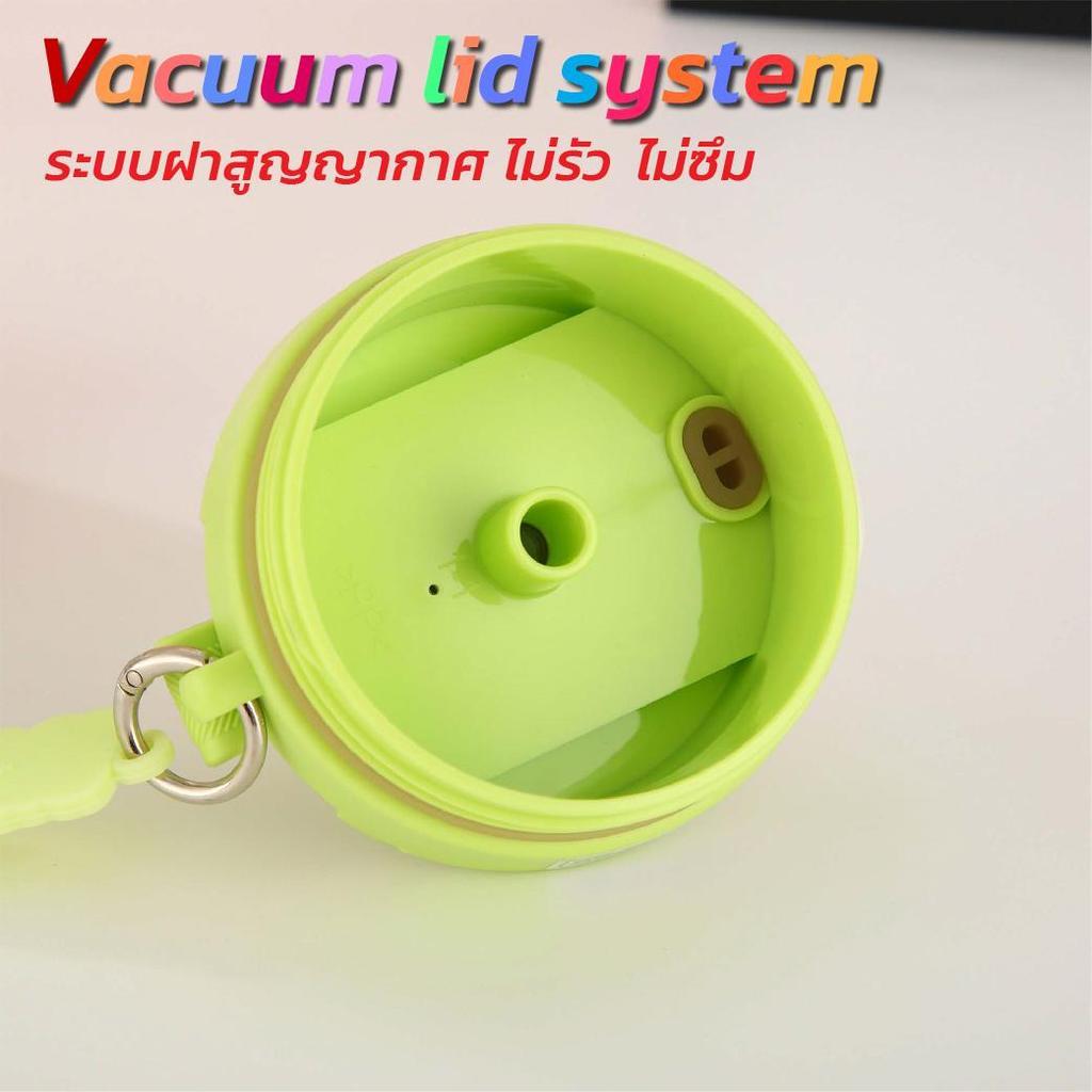 แก้วเก็บอุณหภูมิ แก้วน้ำมีหลอด SMAIL 800ML SUS 316 ลายการ์ตูน แก้วมัคพกพา ฝาล็อกแน่น Vacuum Lid พื้นกันลื่น - รูปที่ 6