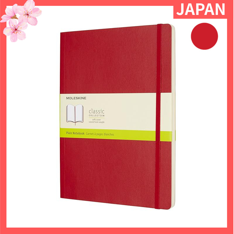 Moleskine Classic Notebook Soft Cover Plain XL Size (19cm x 25cm) Red QP623F2【Direct from Japan】

