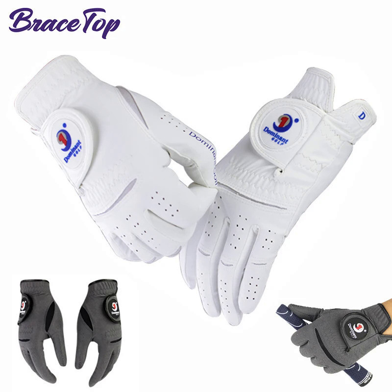BraceTop 1 Pair Men's Golf Gloves Male Breathable Microfiber Cloth Gloves Anti-skid Golf Training Eq