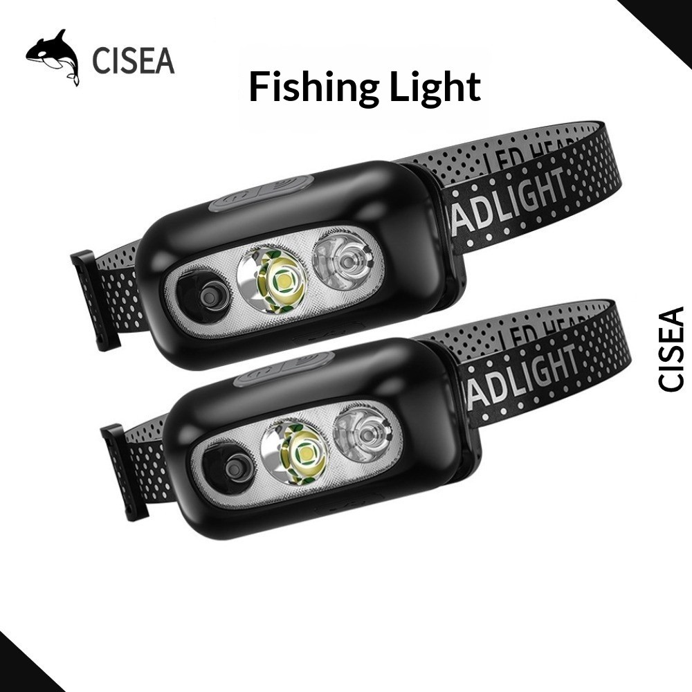 CISEA F437 ไฟส่องสำหรับตกปลากลางคืน ไฟหัว LED COB ชาร์จในตัว แสงนุ่มไม่รบกวนปลา กันน้ำเบื้องต้น ใส่สบาย ปรับแสงได้ ทำงานมือว่าง