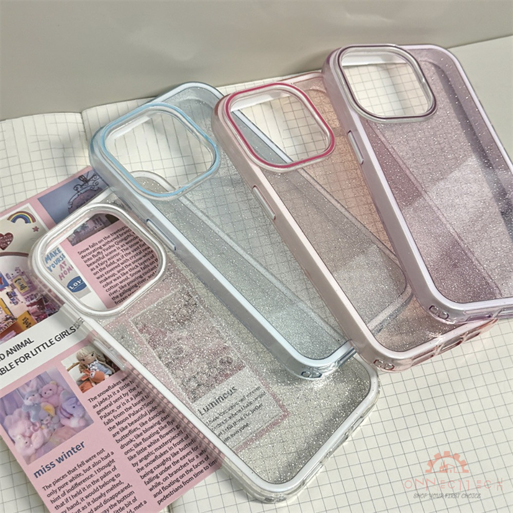3in1เคสโทรศัพท์แบบใสพร้อมกลิตเตอร์ for เคสไอโฟน 17 16 11 13 15 Pro Max iPhone 12 13 14 15 Pro Drop-resistant hard case