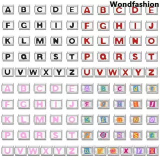ตัวอักษรภาษาอังกฤษที่มีสีสันอิตาเลี่ยน Charm สร้อยข้อมือ Fit 9 มม.สร้อยข้อมือสแตนเลส DIY เครื่องประดับทําอุปกรณ์เสริม Retro บุคลิกภาพโมดูลสร้อยข้อมืออุปกรณ์เสริม