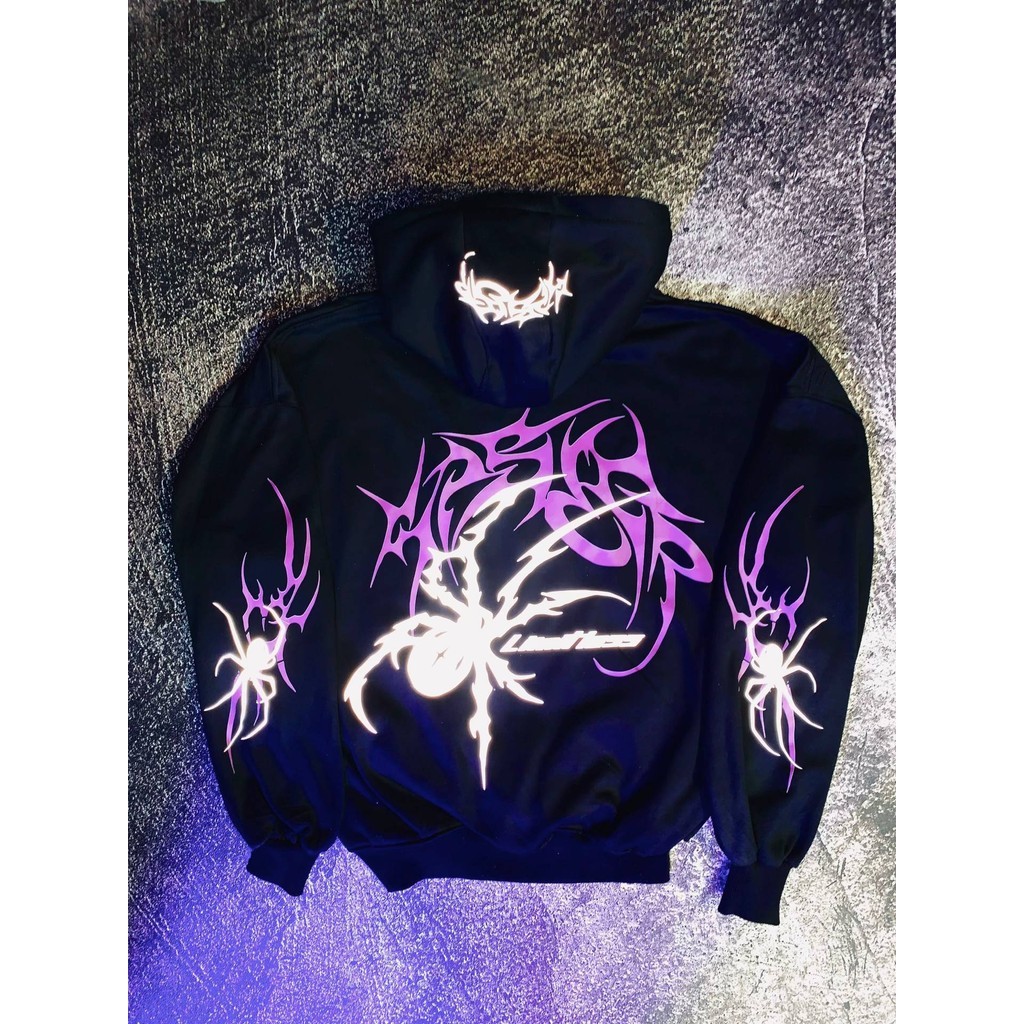 Trend Hoodie เสื้อแจ็คเก็ตสะท้อนแสง Spider Limitless Design By Narcism Moto street style Hoodie