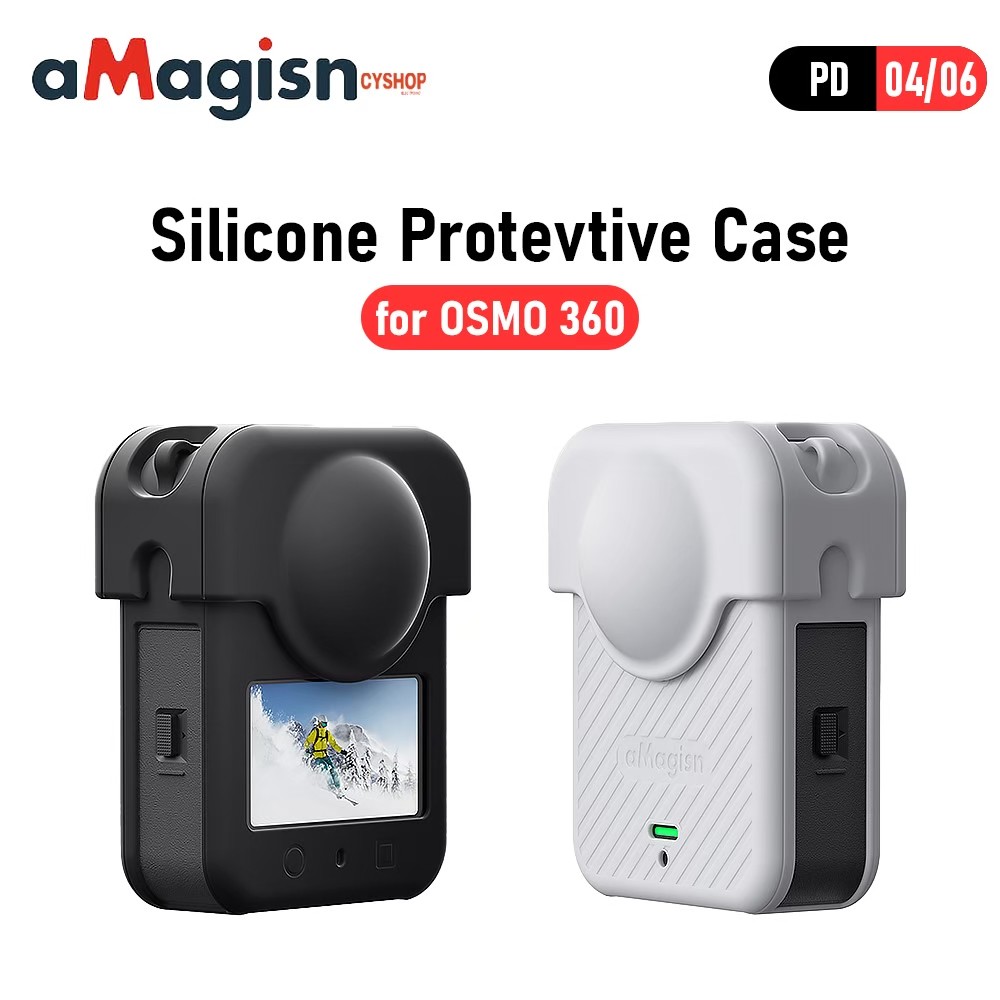 aMagisn PD04/PD06 Silicone Protevtive Case  for DJI OSMO 360 พร้อมฝาปิดเลนส์และสายคล้องคอ