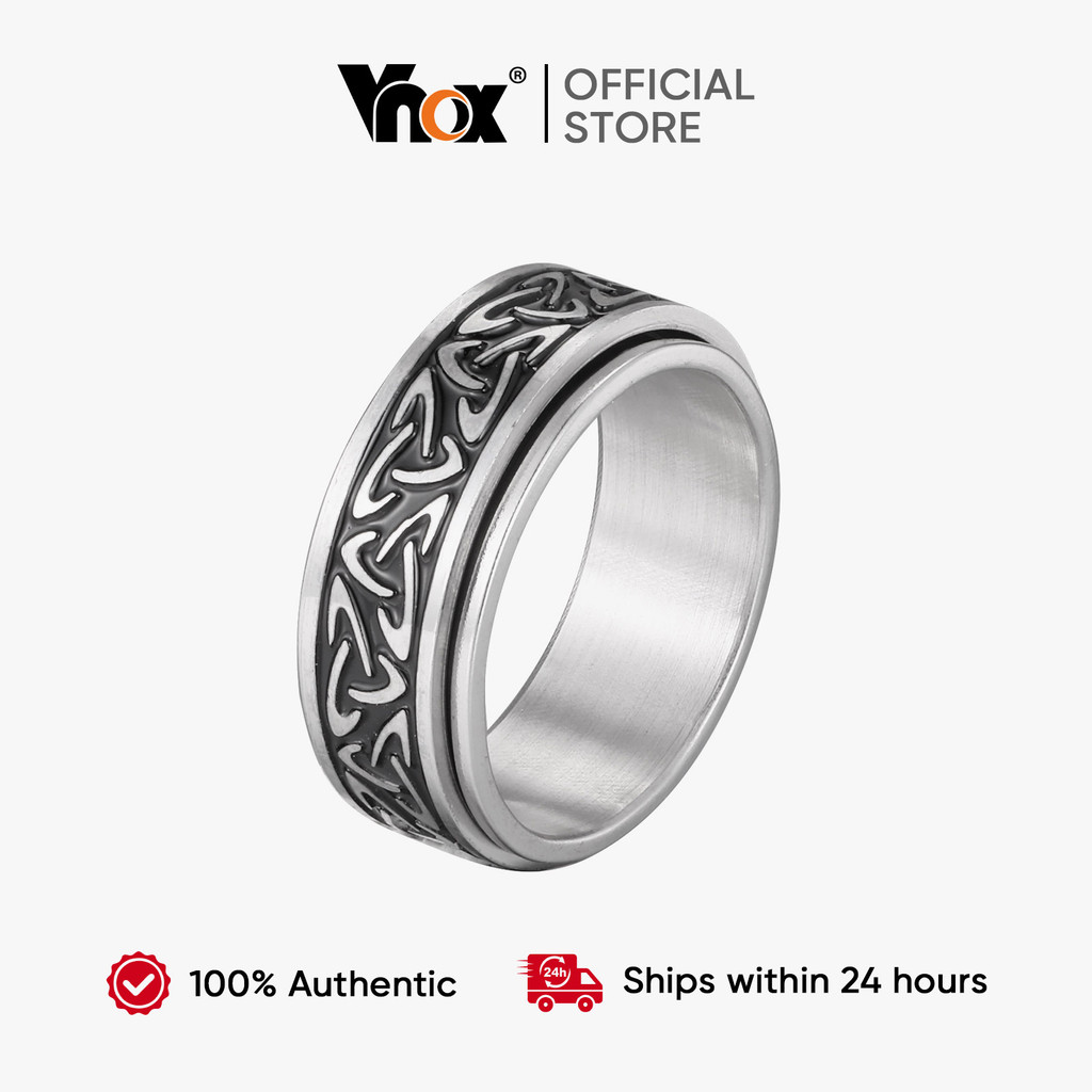 Vnox 8 มม.แหวนสแตนเลส สไตล์วินเทจปังค์ Celtic Knot และคลื่น เหมาะสำหรับงานพิเศษและสวมใส่ทุกวัน