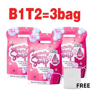 B1T2 Beauty White Soap 5pcs per pouch 70grams with Sea Buckthorn, Snail Extract MICRO PEELING golden