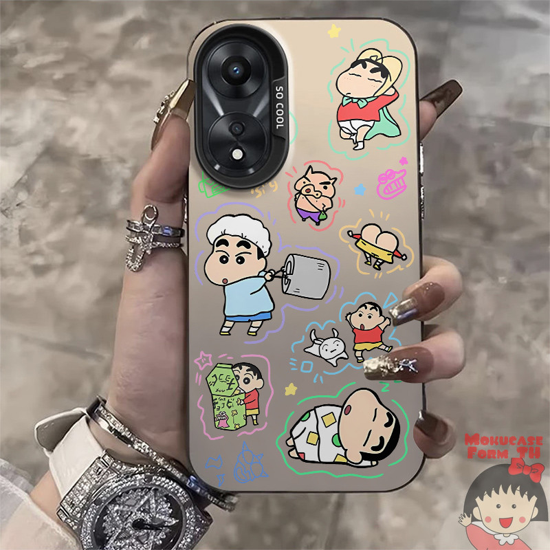 Fast❤️เคส OPPO A38 4G A18 A60 A58 A79 5G Reno 12F&For เคสไอโฟน Crayon Shin-chan Fun IMDเคสป้องกันแบบ