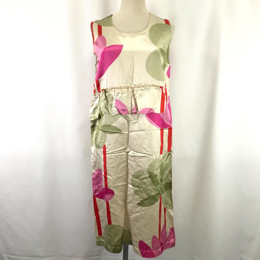 Italy Made MARNI Dress M Women Knee-Length Beige Floral Satin