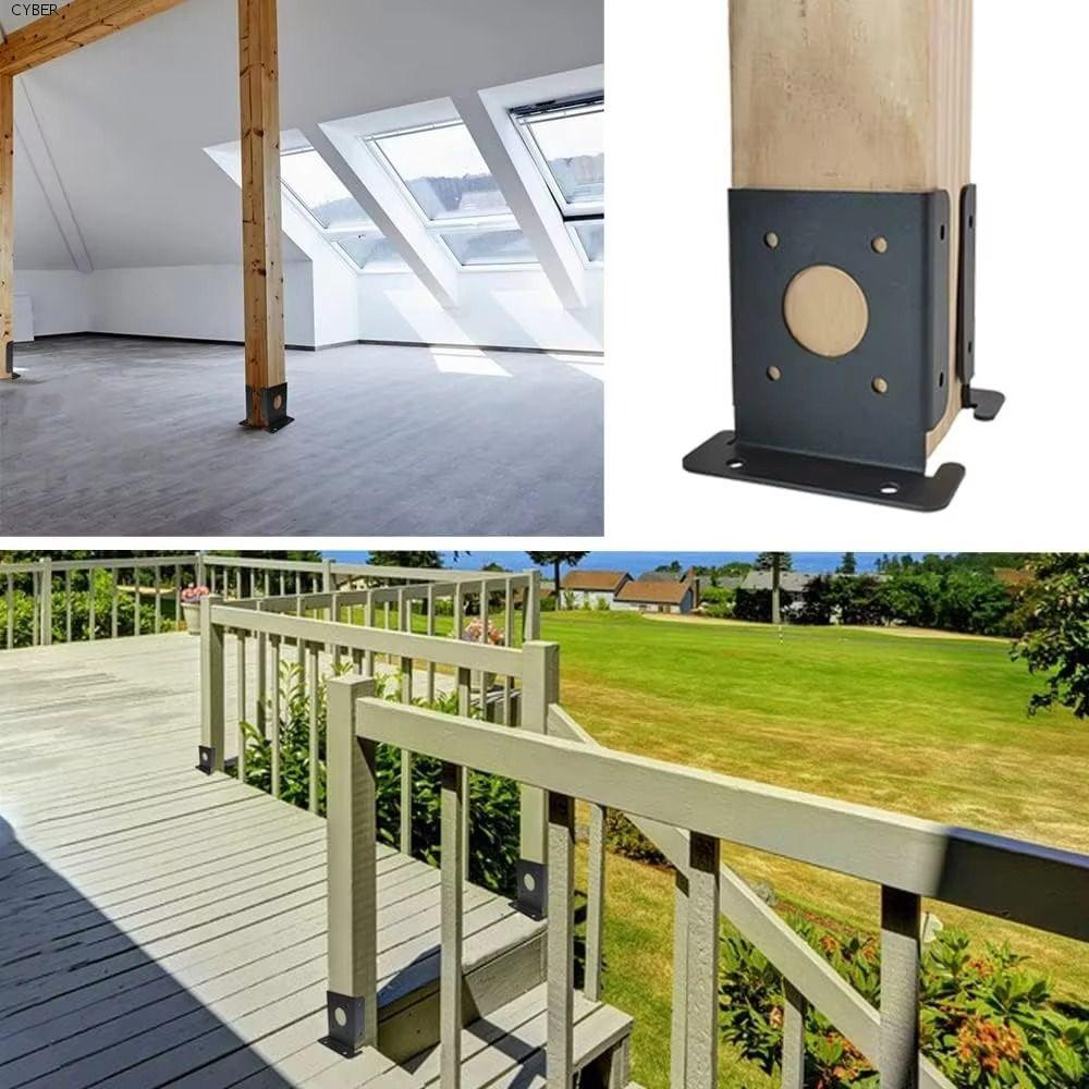 CYBER 2 ชิ้นรั้วไม้ Pergola Brackets, โพสต์ 3.5x3.5 นิ้วติดตั้งง่ายโพสต์ฐานวงเล็บ, ทนสภาพอากาศแข็งแร