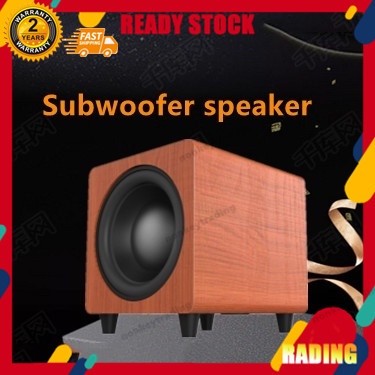 Ready Stock-10 inch Wood Multimedia HiFi  Powered subwoofer with RCA input output | Strong Bass | Wo