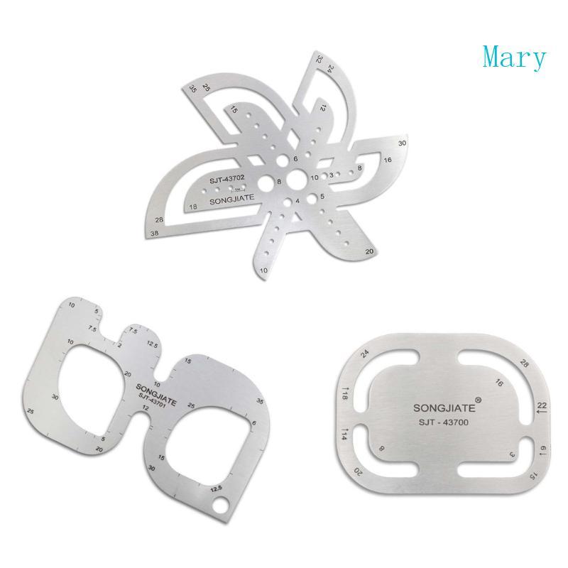 Mary Leather Craft Cutting Stainless Steel Circle Corner Stencil Template DIY Ruler
