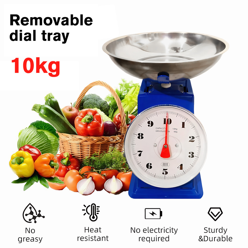 ❀ 10Kg Multifunctional Kitchen Scale ถาดที่ถอดออกได้สแตนเลส Mechanical Scale Vintage Mechanical Kitc
