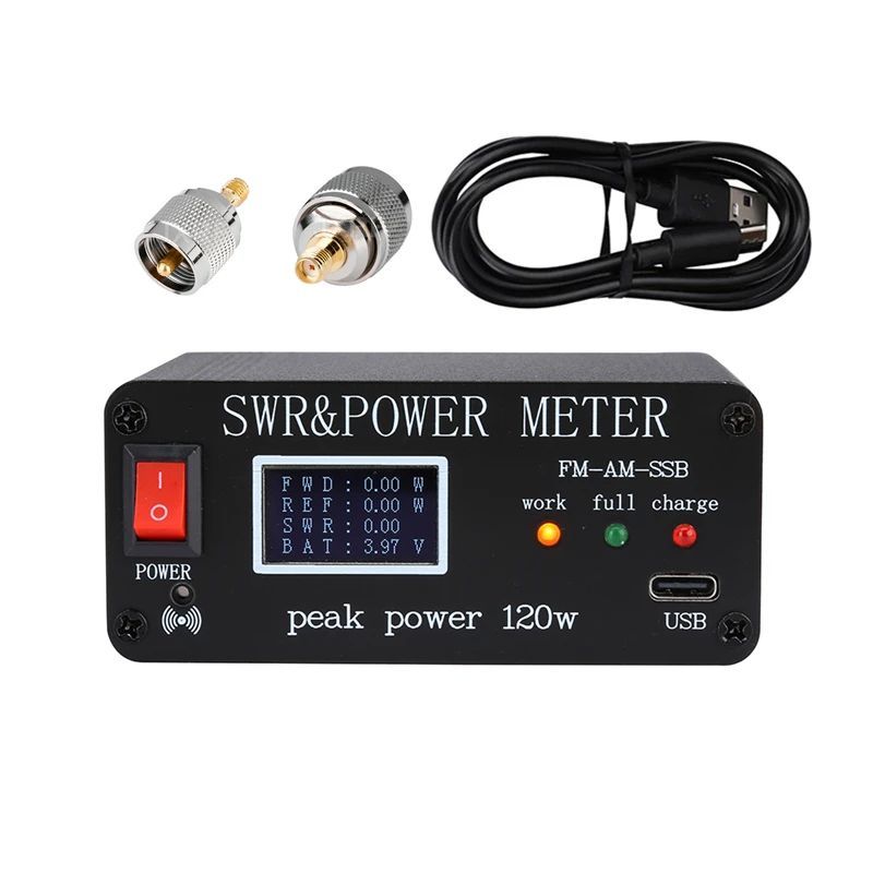 FM AM SSB 1.8MHz-50MHz SWR Power Watt Meter SWR & Power Meter Peak Power 120W PWR SWR Meter