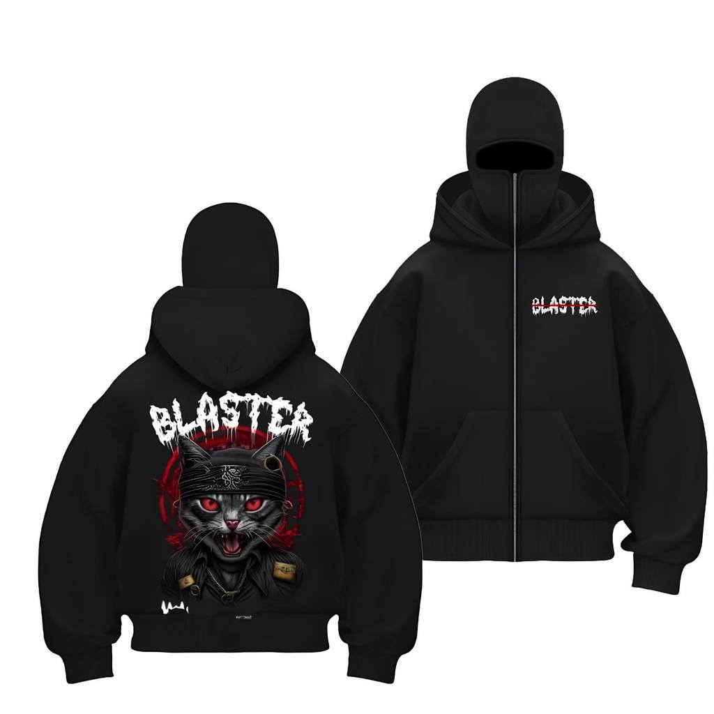 Baju Boxy Zip Up Hoodie Ninja Zipper Balaclava Premium Distro - Jaket Hoodie Boxy Blaster