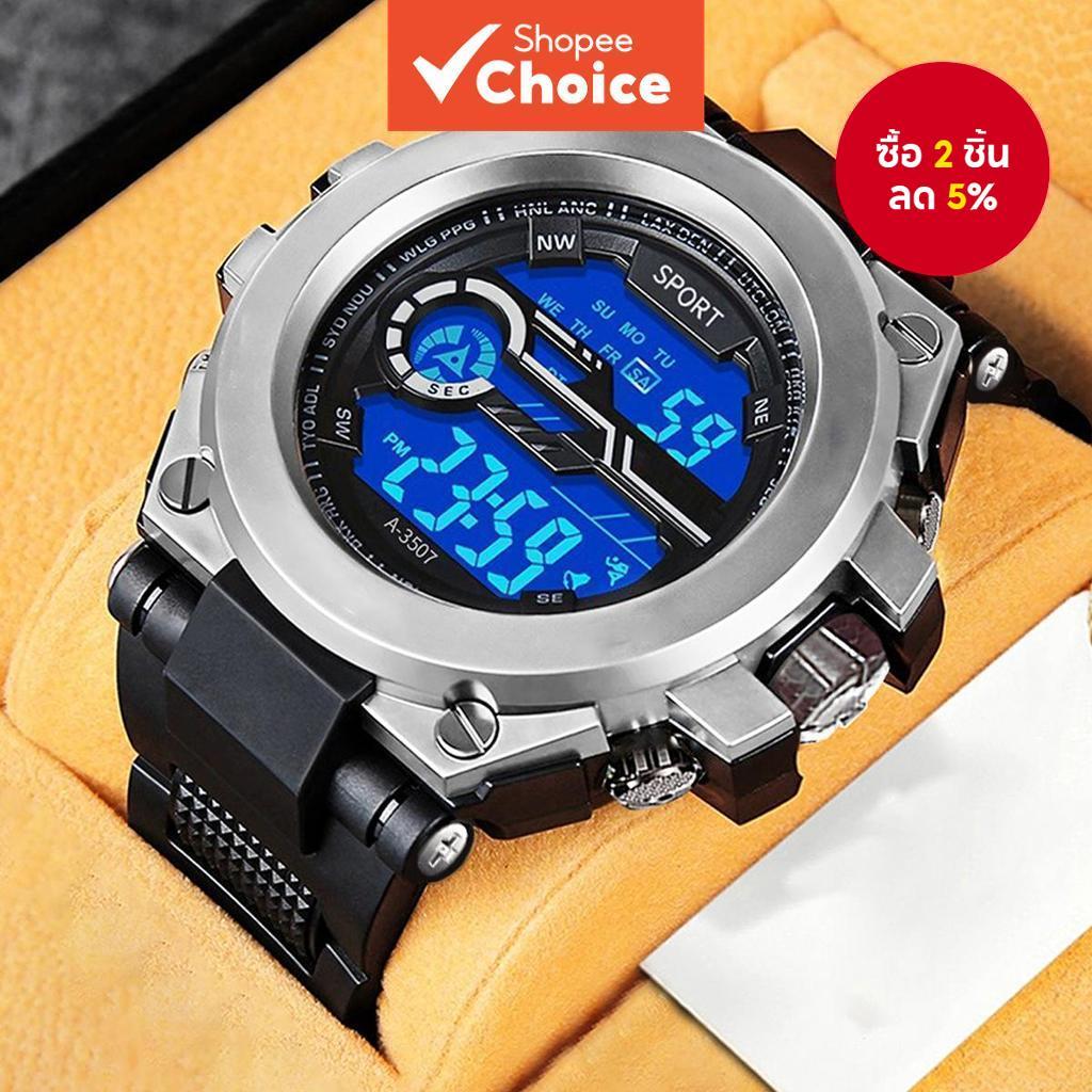 นาฬิกาแฟชั่นอิเล็กทรอนิกส์กลางแจ้งสําหรับผู้ชาย -การออกแบบมัลติฟังก์ชั่นพร้อมหน้าปัดขนาดใหญ่