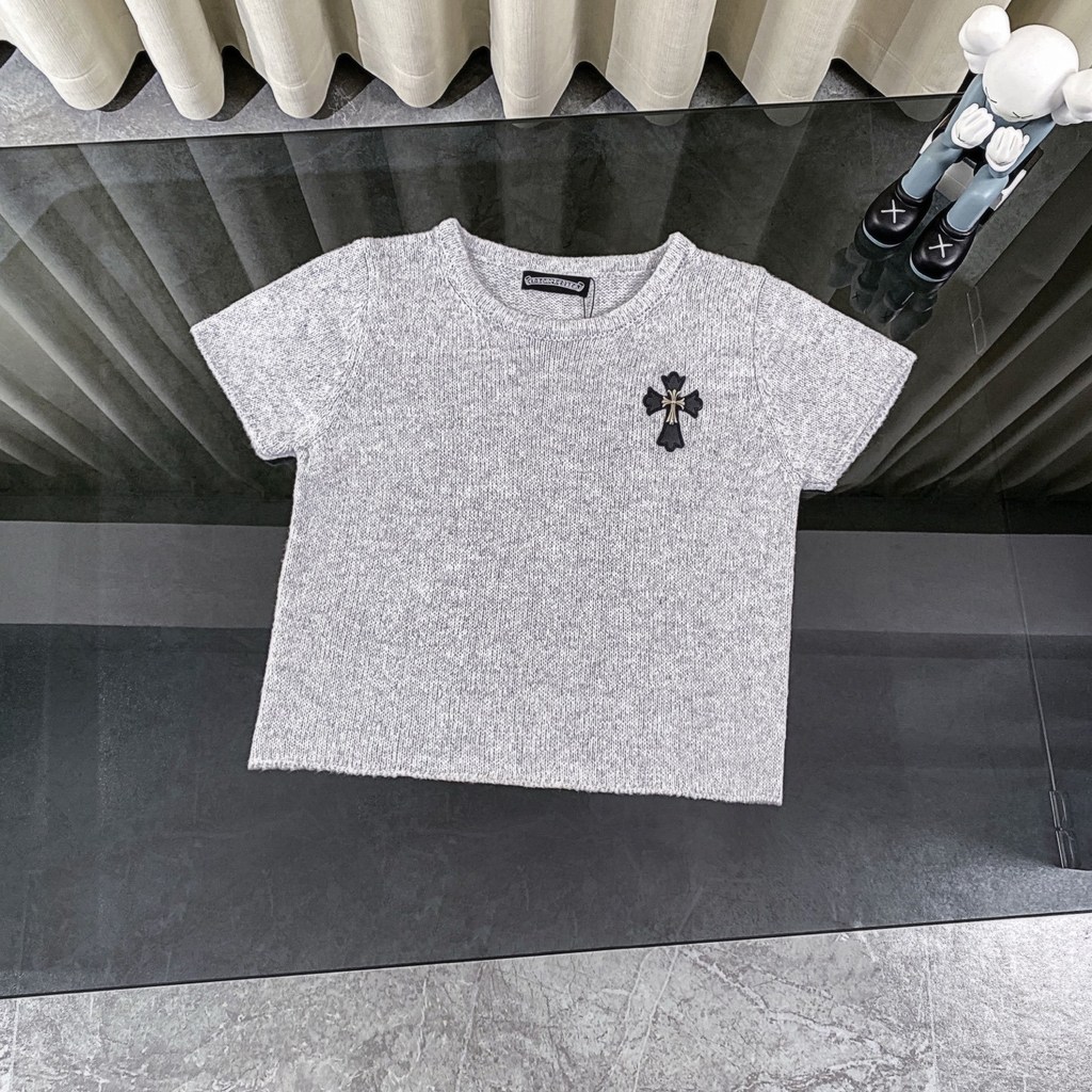 DLKO Chrome Hearts European and American Spring/Summer New Styles Cross Leather Label Premium Gray S