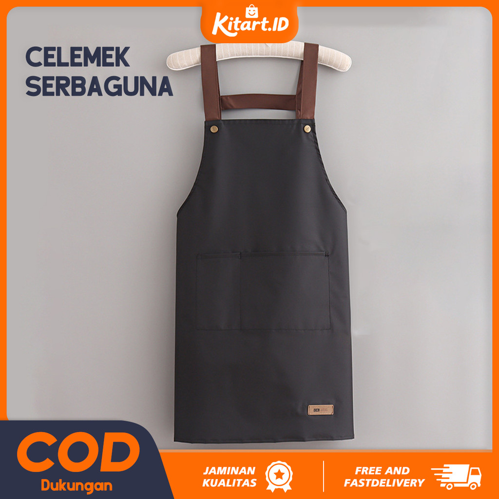COOKHEN ผ้ากันเปื้อนธรรมดาเกาหลีสําหรับเด็กหญิงและเด็กชาย PVC กันน้ํา Cafe Coffee Barista 72 ซม.
