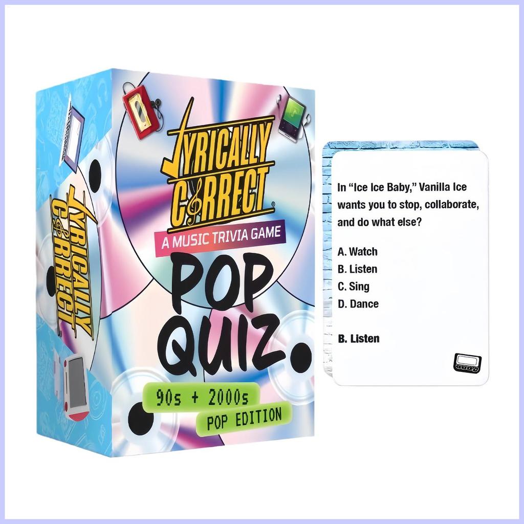 สําหรับแก้ไขเนื้อเพลง 90s และ 2000s เกมการ์ด trivia เกมเพลงสําหรับผู้ใหญ่ 90s ของเล่นร้องเพลงแบบโต้ต