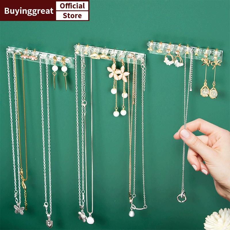 TST 3/6 ชิ้น Self-Adhesive สร้อยคอ Organizer,ประหยัดพื้นที่เครื่องประดับอเนกประสงค์,ผู้ถือสร้อยคอติด