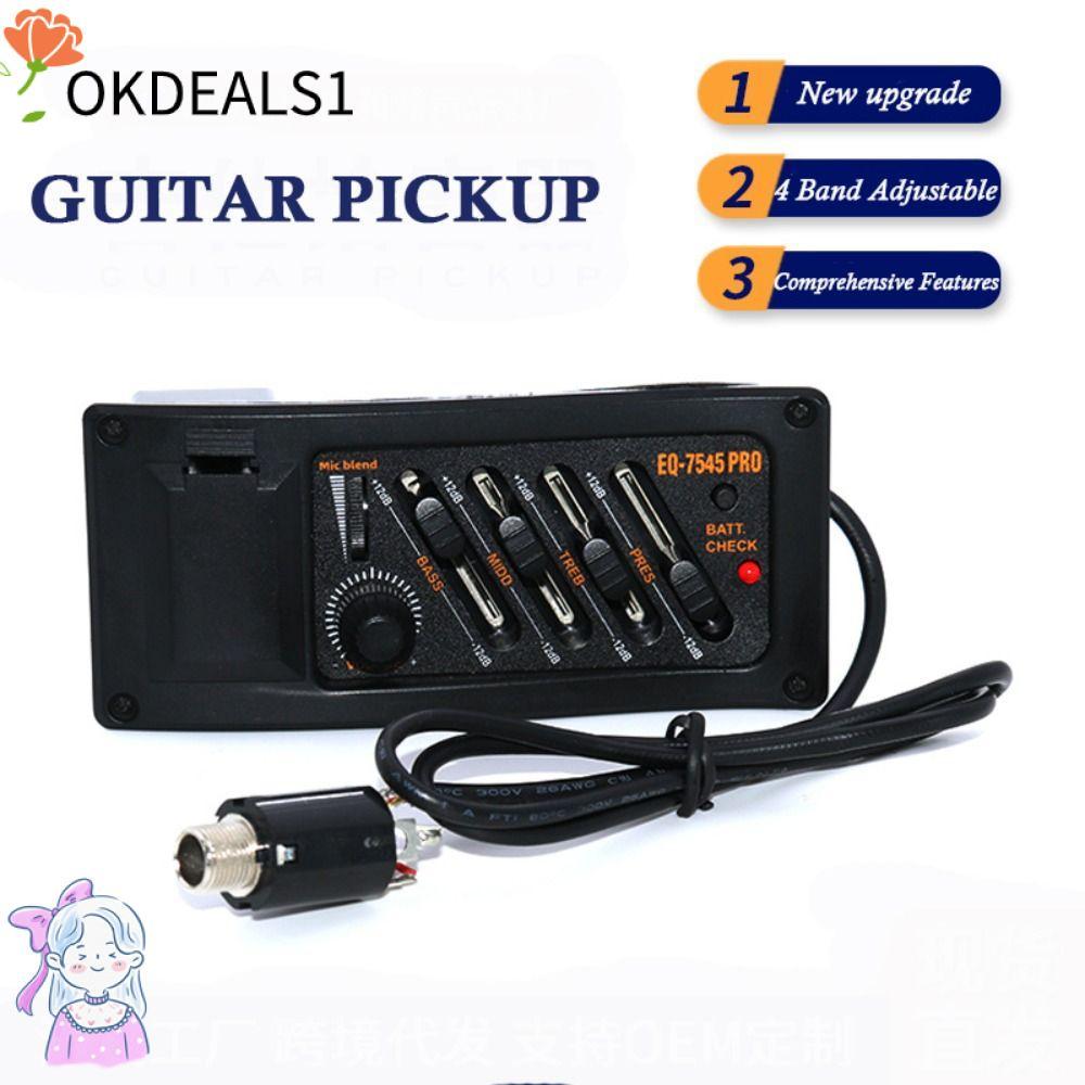 DEALSHOP กีต้าร์โปร่ง Preamp Amplifier, Equalizer Tuner EQ 7545R ปิ๊กอัพกีต้าร์, อุปกรณ์เสริม EQ Equ