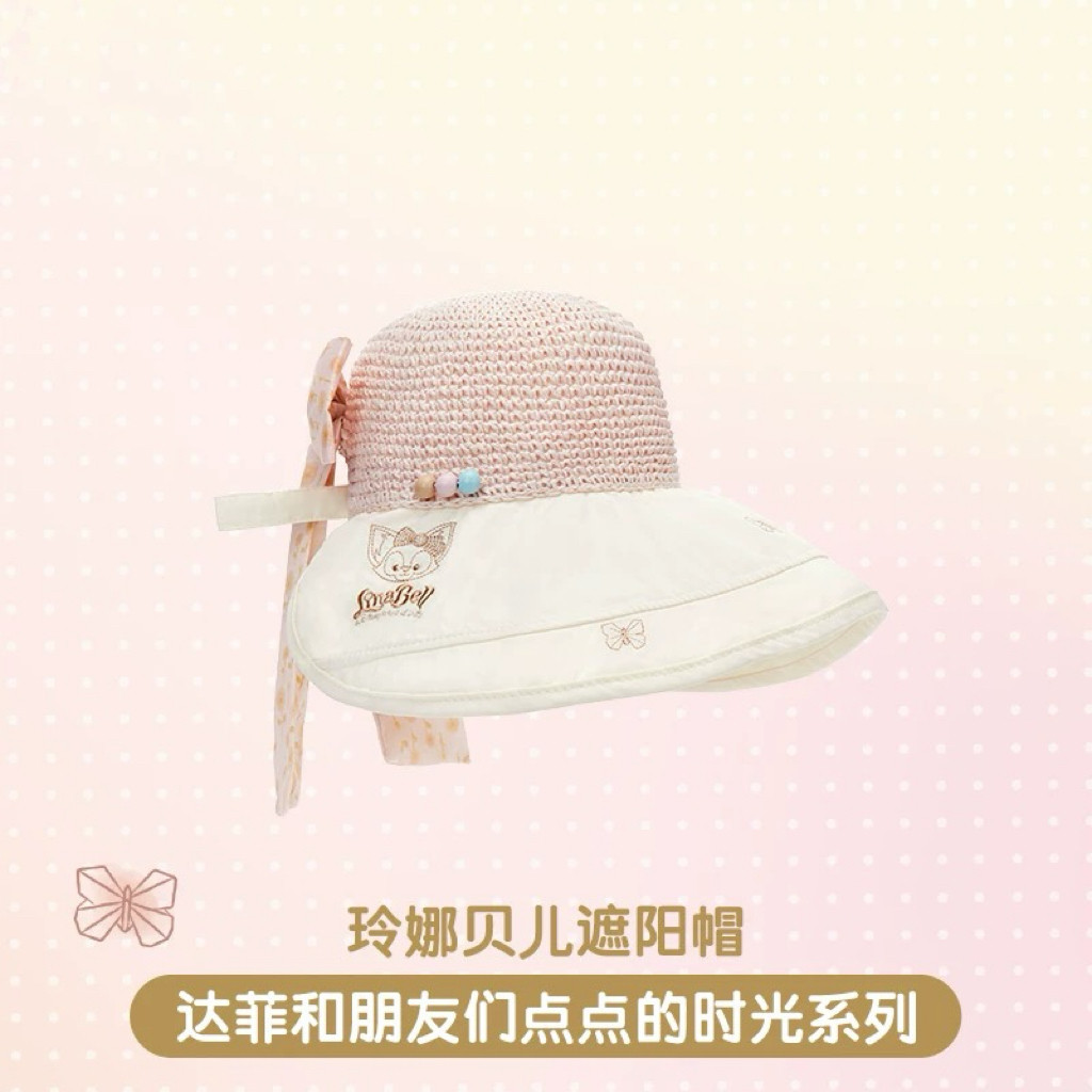 Shanghai Disney Daigou Little Time Series Lingna Belle หมวกกันแดดโบว์การ์ตูนหมวกกันแดด