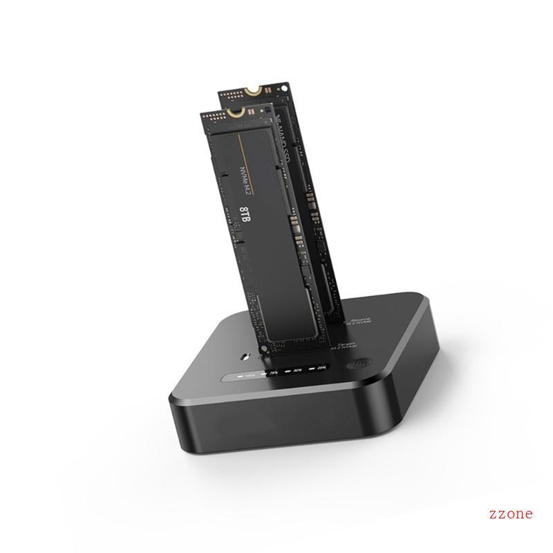 Zzz โลหะ ABS M 2 NVMes Double Bay Enclosure รองรับความจุ 8TB สําหรับตัดต่อวิดีโอ