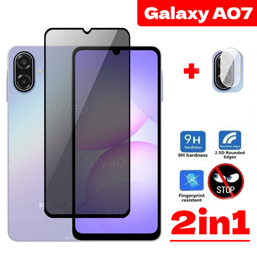 สําหรับ Samsung Galaxy A07 5G 4G 2026 Anti-Spy Full Privacy Tempered Peek Glass SamsungA07 GalaxyA07 ป้องกันหน้าจอเต็มกล้องเลนส์ฟิล์มClass Scratch 9Hฝาครอบ