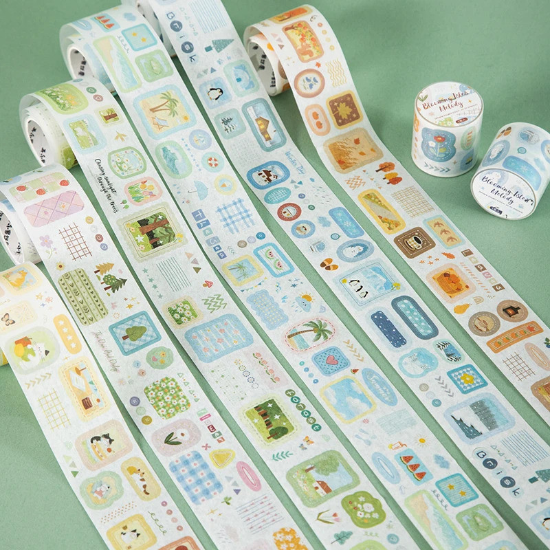 Journal GO 4cmx2m Four Seasons น่ารักชีวิตประจําวันสติกเกอร์เทปสําหรับ Collage Junk Journal Scrapbooking Decor กระดาษกาวเครื่องเขียน