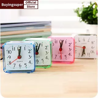 JOE น่ารักนักเรียนนาฬิกาปลุก Clo Analog Alarm Clo Square ข้างเตียงขนาดกะทัดรัด Clo Desktop Decor ห้องนอนนักเรียนอิเล็กทรอนิกส์นาฬิกาปลุก LR