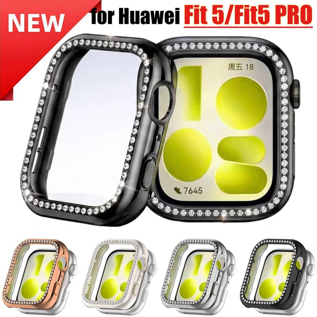 เคสเพชรแบบฉลุ Huawei Fit 5/Fit 5 Pro/Watch Fit 4/Fit 4 Pro กรอบกันกระแทก PC โปร่งแสงครอบรอบนาฬิกา ฝาครอบ