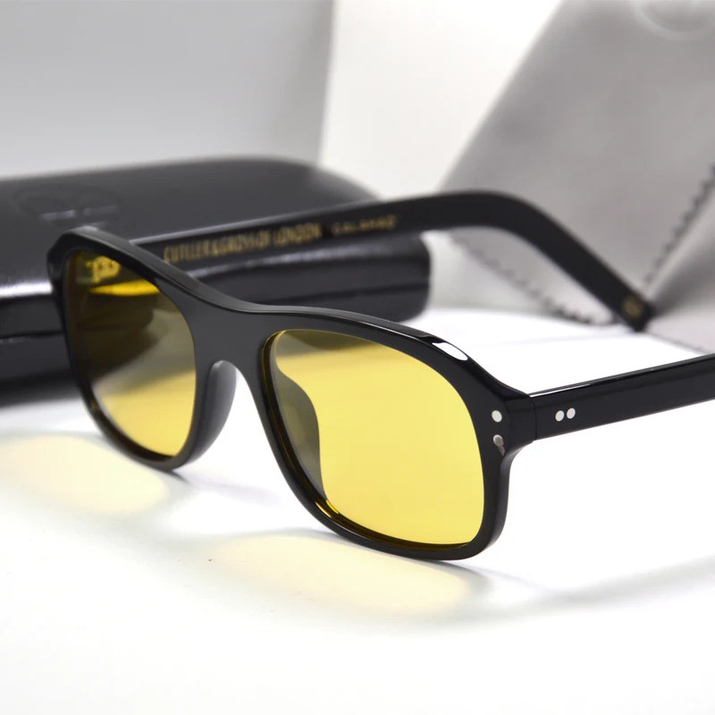Kingsmen แว่นตากันแดดสําหรับผู้ชายตัวแทน Eggy คอสเพลย์แว่นตากันแดดกรอบ Handmade Acetate UV400 ป้องกั