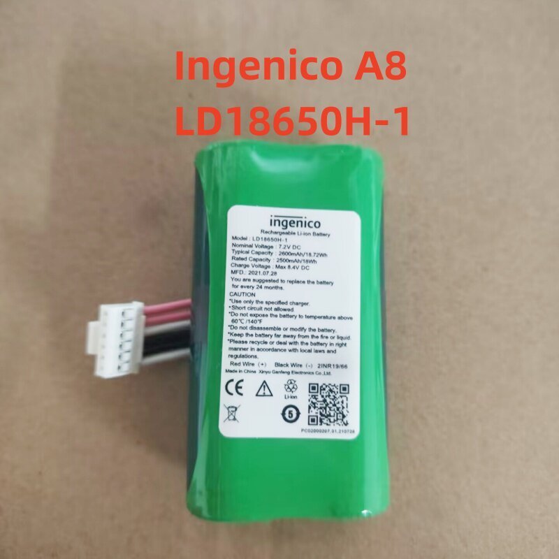 เหมาะสําหรับแบตเตอรี่ Ingenico A8 LD18650H-1 แบตเตอรี่เดิมใหม่เอี่ยม 7.2V 2600mah