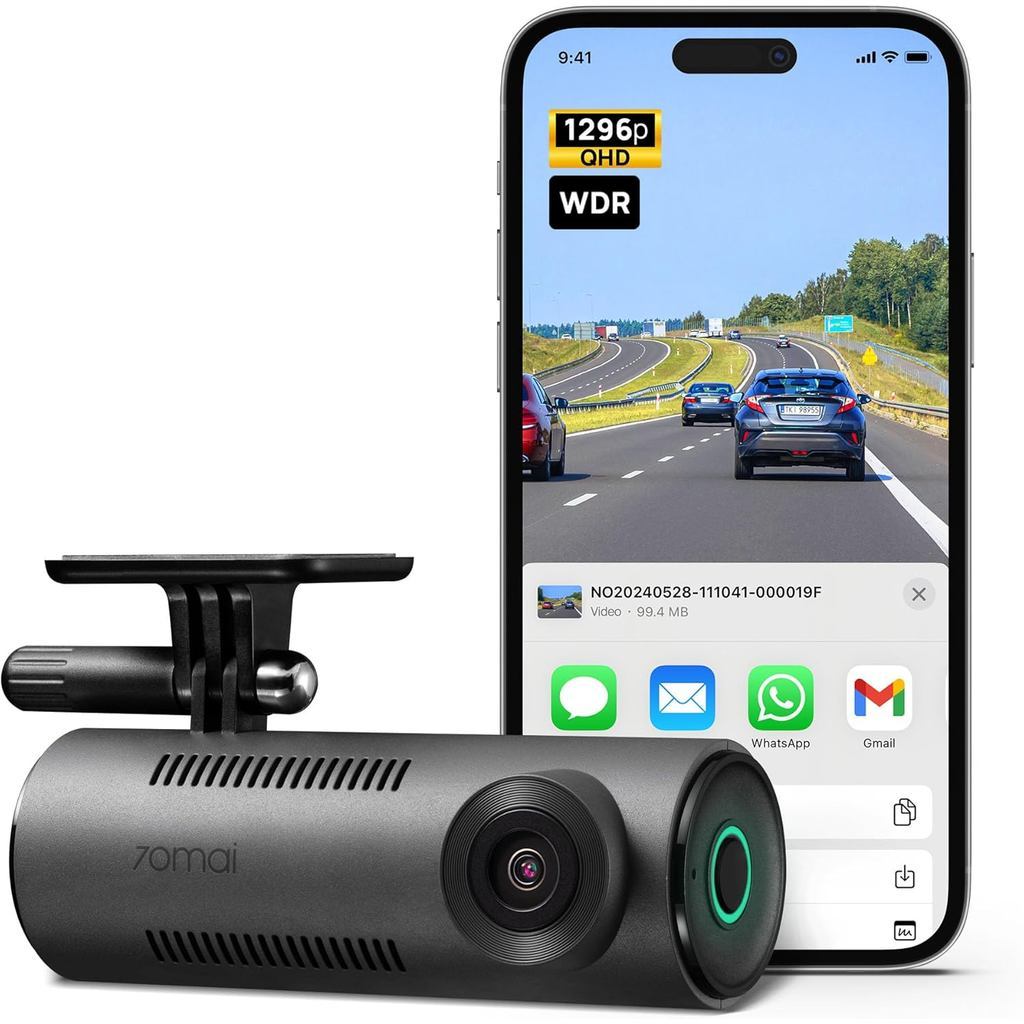 70mai Dash Cam M310, Dash กล้องสําหรับรถยนต์ 1296P QHD, Smart Dash Cam ด้านหน้าในตัว WiFi, 130° FOV 