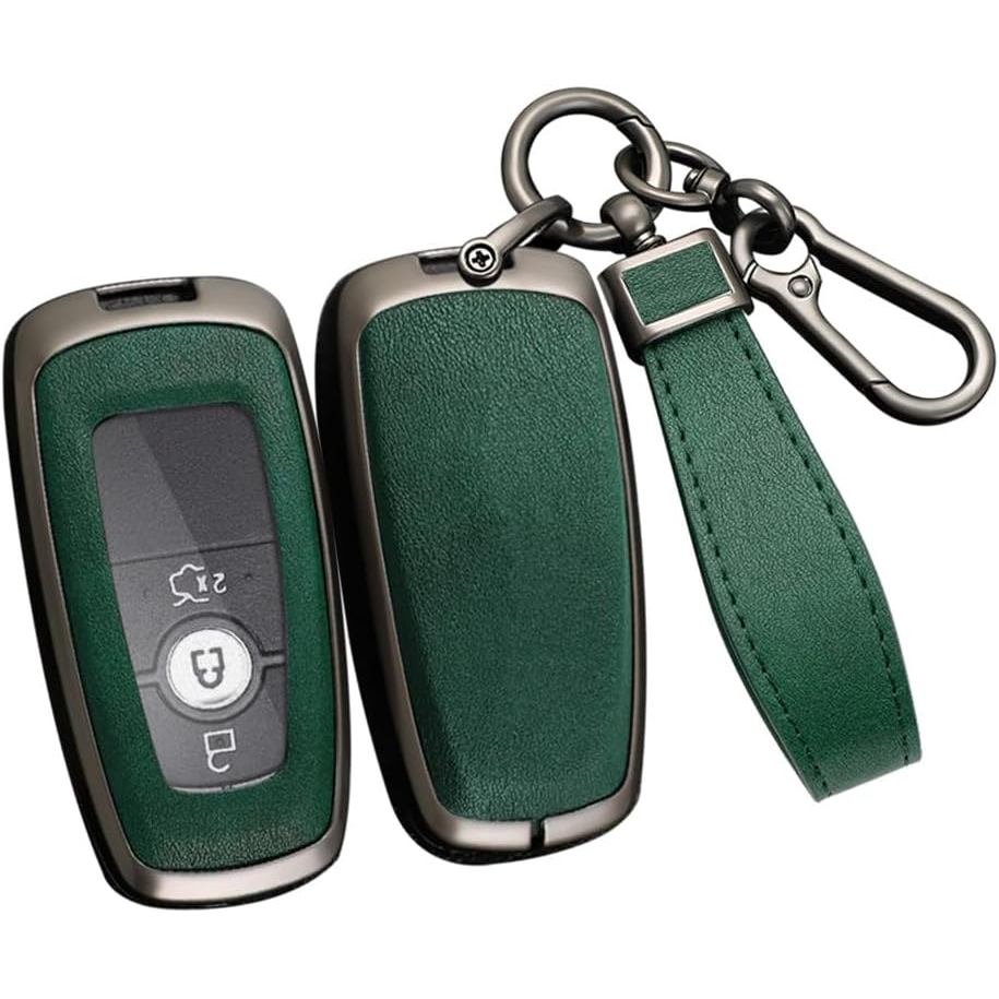 Ontto Key Fob กรณีใช้งานร่วมกับ Ford 3/4/5 ปุ่ม Key Remote, โลหะและหนังสําหรับ F-150 F-250 F-350 F-4