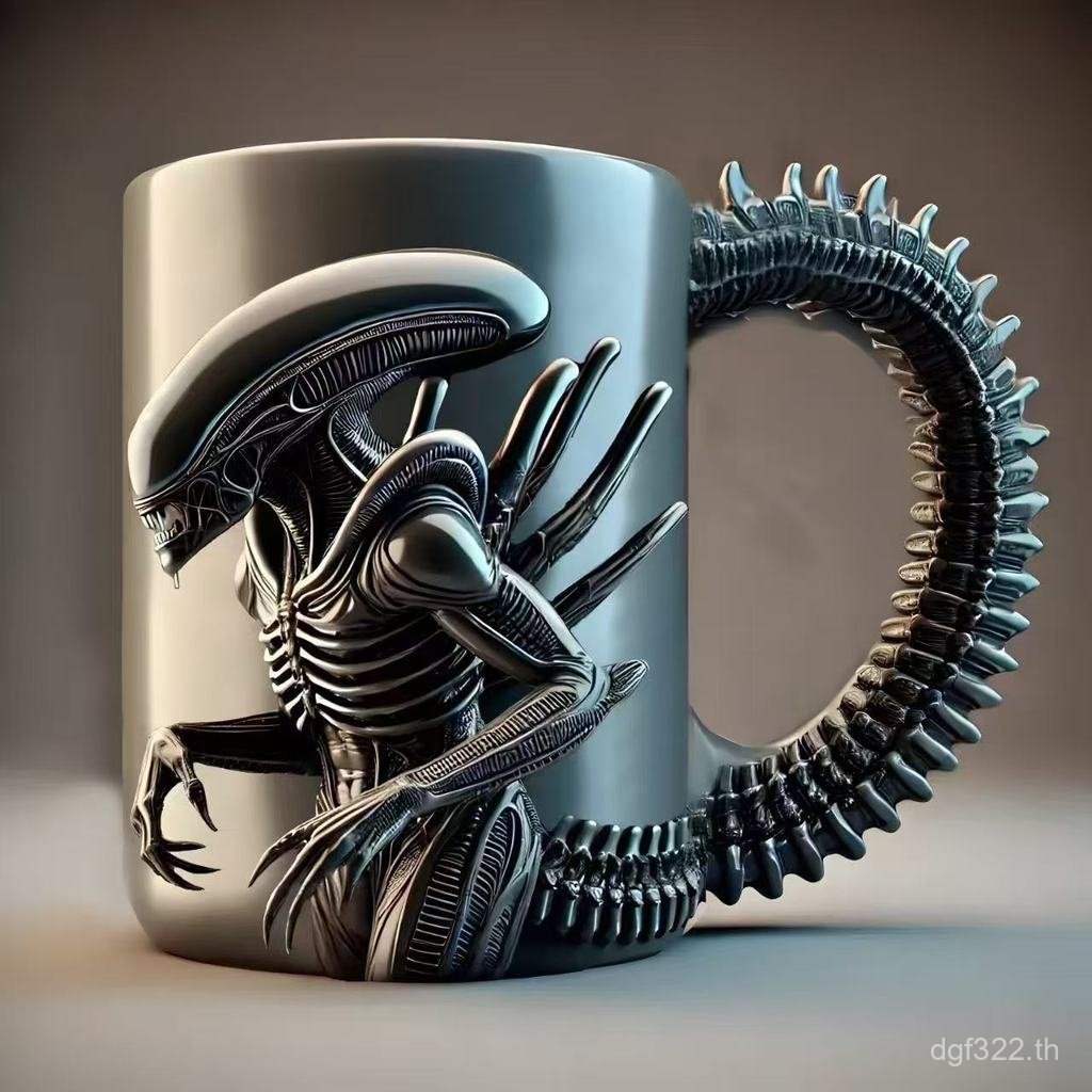 Xenomorph แก้วนูนถ้วยกาแฟ Cross-Border สไตล์ใหม่เรซิ่นงานฝีมือรูปพิเศษสามมิติ Mug3D YR6G