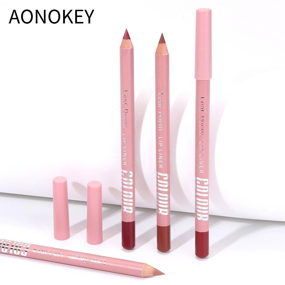 AONOKEY Matte Lipliner Pencil, Waterproof Long Lasting Lipstick Pencils, Moisturising Plumping Lipli