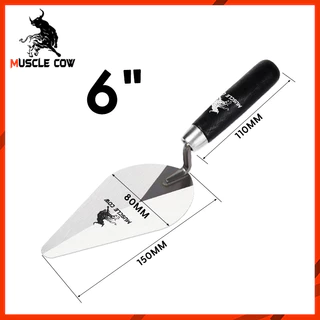 MUSCLE COW (3 สี) เกียงก่อ เกียงก่ออิฐ เกียงก่อปูน เกียงใบโพธิ์ เกียงสามเหลี่ยมเหล็กด้ามไม้ 6"