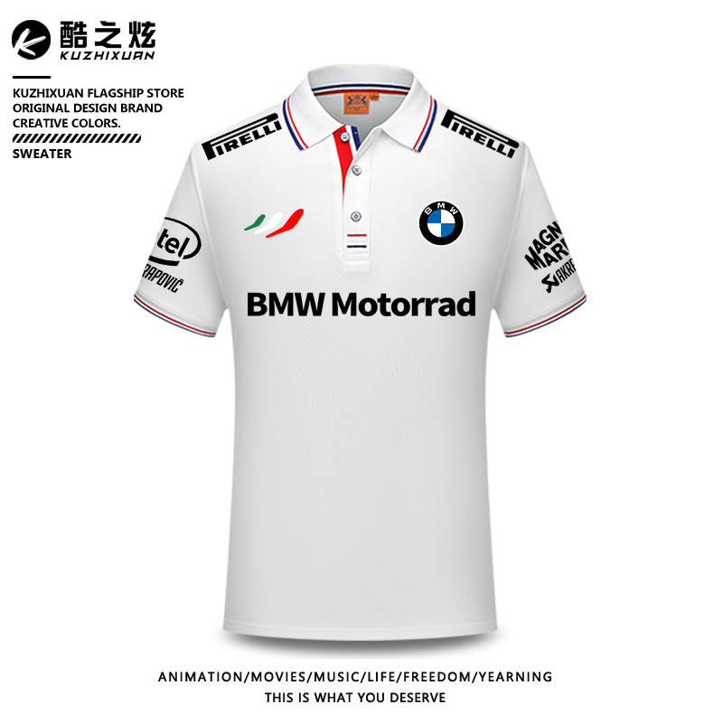 เสื้อโปโลแขนสั้นสไตล์ทางการ BMW F1 Racing Service สำหรับผู้ชาย สวมใส่ง่ายในหน้าร้อน