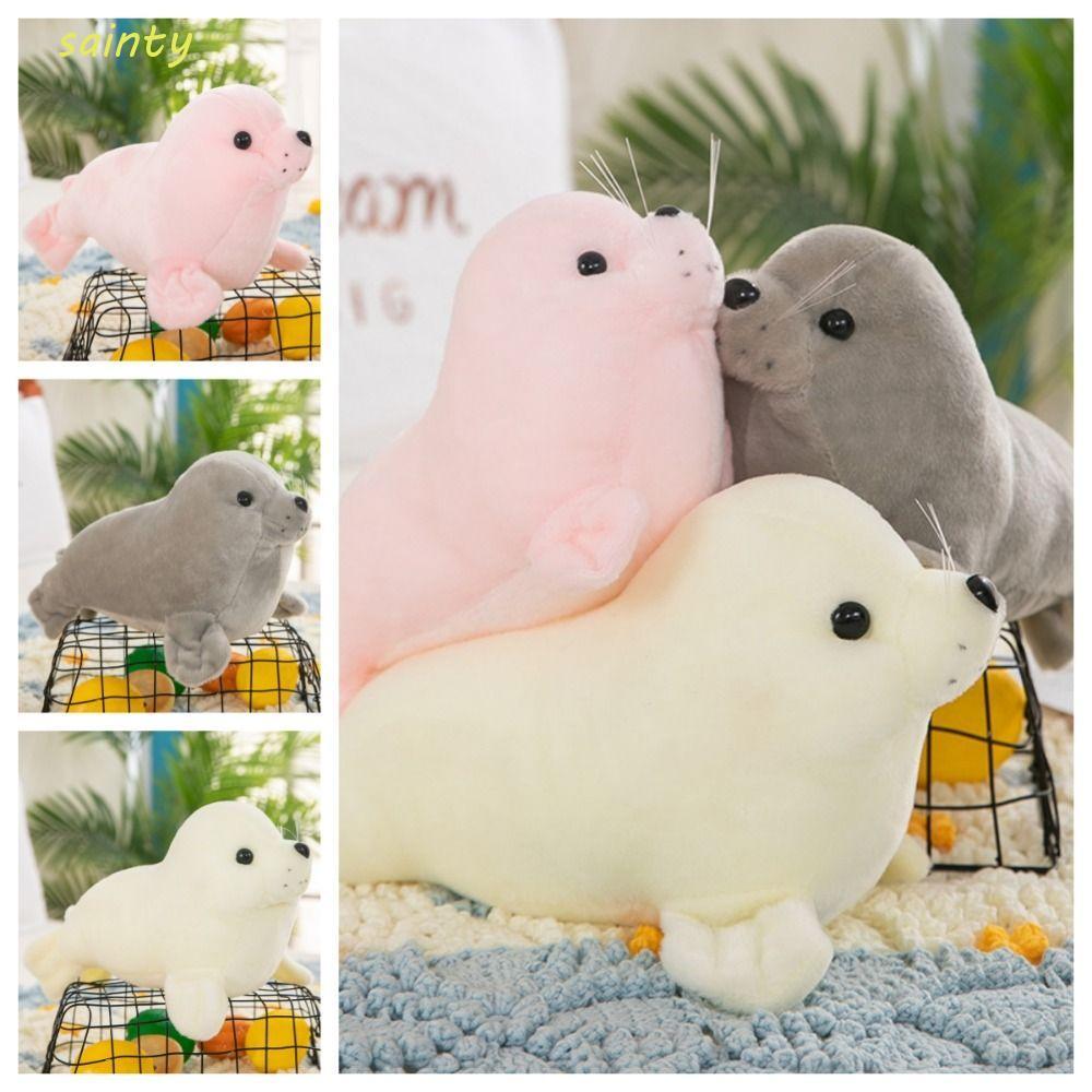 SAONY Seal ตุ๊กตาตุ๊กตา, หมอนสัตว์ Fluffy Seal Plush ตุ๊กตาของเล่น, แฟชั่นน่ารัก Comfy Fur Sea Lion 