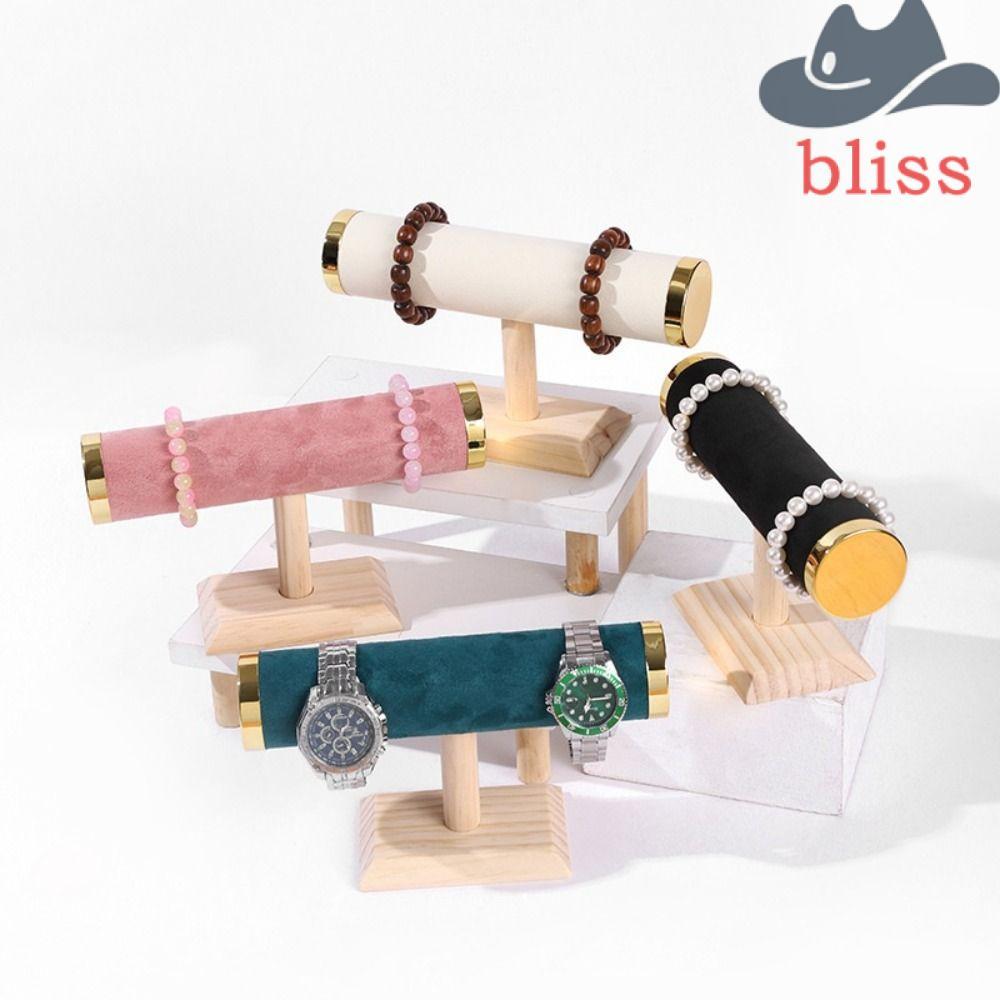 BLISS ขาตั้งโชว์สร้อยข้อมือ, ที่วางชั้นวางเครื่องประดับไม้ T-bar, นาฬิกา Hairband หรูหราสีทองกํามะหย