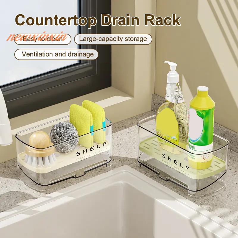 [NT-t] ใหม่ Rag Rack อ่างล้างจานในครัวเรือนติดผนัง Multi-function ฟองน้ําสระว่ายน้ําก๊อกน้ําเก็บ Artifact พร้อมการออกแบบท่อระบายน้ํา 1PC [ใหม่]