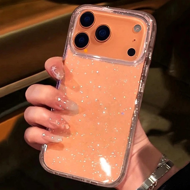 หรูหราซิลิโคนอ่อนนุ่มGlitterโปร่งใสเคสโทรศัพท์สําหรับiPhone 11 12 13 Mini 14 15 16 17 Pro Max Plus Air Clearกันชนกรณีฝาครอบ