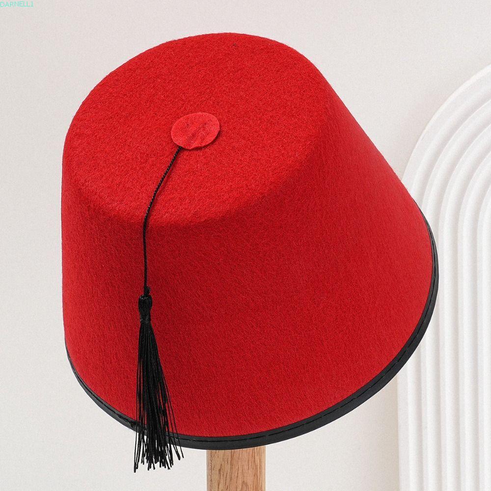DARNELL1 Felt Fez Cap, Round Moroccan Hat Tarboosh Fez Hat, Costume Accessories Breathable Ottoman R