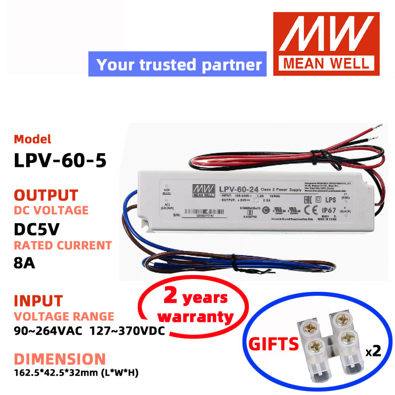 MEAN WELL LPV-60-24 LPV-60-12 LPV-60-5 Switching Power Supply Meanwell DC power LED ไดร์เวอร์แหล่งจ่