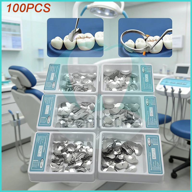 อุปกรณ์ทันตกรรม Matrix Band แบบโลหะ/ ชุดแถบแมทริกซ์ทันตกรรม 100 ชิ้น พร้อมแหวนโลหะ สำหรับปรับรูปร่างฟัน