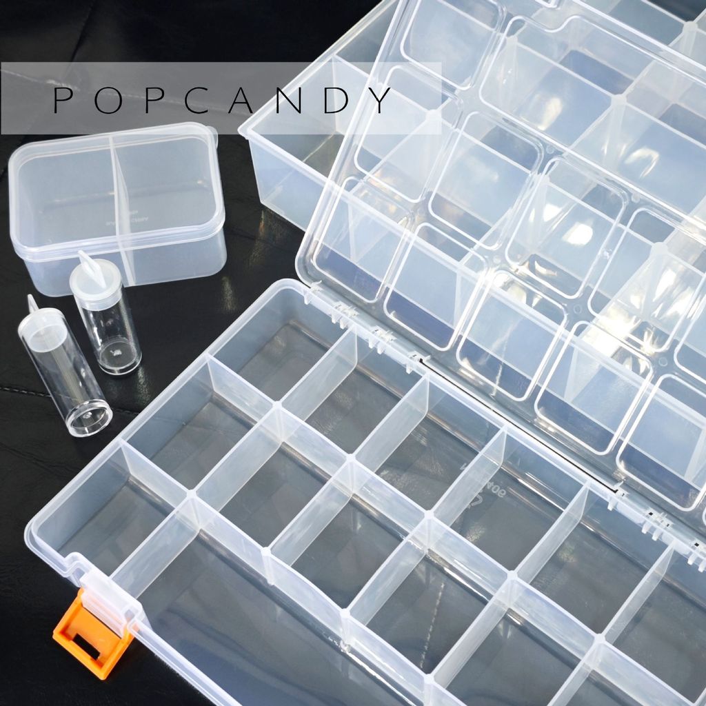 P POP CANDY ลูกปัดข้าวลูกปัดกล่องเก็บ 24 สี DIY เครื่องประดับ Handmade อุปกรณ์เสริมเก็บกล่องพลาสติก 